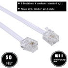 50feet Long Telephone Extension Cord Phone Cable Line Wire  With Standard Rj11 