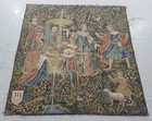Vintage French Lovely Medieval Art Garden Scene Wall Hanging Tapestry 136x134 Cm