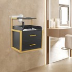 Salon Station Barber Beauty Spa Storage Cabinet With 2 Drawers   Hair Dryer Hold