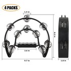 4 Pack Half Moon Hand Held Tambourine 10  Double Row Metal Jingles Tambourine   