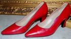 Classic Christian Lacroix Paris Red Leather High Heels Women s Pump Shoes Sz 8 B
