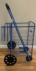 Ath Large Deluxe Rolling Utility Folding Cart W  Double Basket Heavy Duty  Blue 