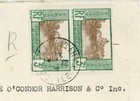 French Oceania Sc 72 pair -papeete Ile Tahiti-4 3 39-registered label -to Usa-sa