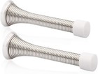 2 Pack Spring Door Stopper Brushed Satin Nickel 3-1 4 Flexible Rubber Bumper Tip