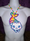 Mermaid Cat Perler Bead Kandi Necklac-edc-rave-festival-plur-edm
