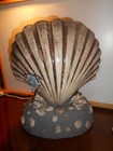 Vintage  11   Ceramic Large Clam Shell Night Light Table Lamp Nautical  Handmade