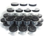 Usa 20 Small Plastic Jars 1 Ounce Clear Container Black Cap Lids Screw Tops 4304