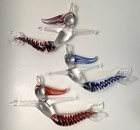 Hand Blown Art Glass Mermaids Ornament Lot Of 3 Clear Blue Red Swirl 4 