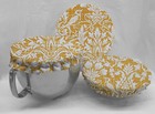 Gold Floral Damask Reusable Fabric Bowl And Casserole Pan Covers  3 Options  