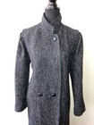 Vintage 60s 70s Bbi Wool Bl  Textured Overcoat Colorful Flecks Leather Trim L xl