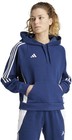 Adidas Women s Tiro 24 Sweatshirt Hoodie Navy Blue W  3 White Stripes