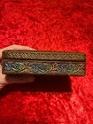 Vintage Italian Leather Lion Playing Card Box