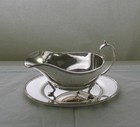 Silver Sauce gravy Boat   Saucer  Bead Applied Border