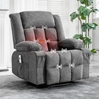 Oversized Recliner Chair With Heat Massage  Sofa W  Side Pockets   Cups