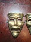 Vintage Solid Brass Comedy Tragedy Theater Drama Mask Decorative Wall Hanging 