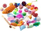 20pc Cat Toy Variety Pack With Wand Balls Mice Feather   Catnip Toys Bundle