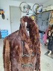 Vintage Western Cowboy Trapper Buffalo Bison Fur Hide  Coat And Gloves