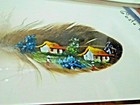 Costa Rica Framed Scene Hand Painted On Feather Signed By Artist 1995 