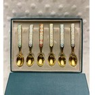 Vintage Anton Michelsen Enameled Sterling Silver Danish Demitasse Spoons-1950