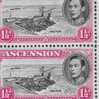 Ascension 1953 1 5d  jibstay  Flaw Sg40fc Mnh Block Cat  160 