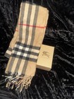 Burberry Cashmere Plaid Fringe Rectangle Scarf Camel Black White Red