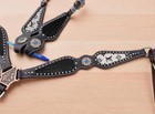Crocodile Lv Print Leather Headstall Breast Collar Plate For Horse Full Cob Pony