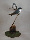 A Pair Of Tree Swallows Original Bird Wood Carving