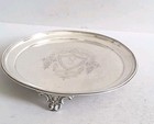 Elkington   Good  Crested Antique Solid Silver Salver   Drinks Tray   Birm  1886