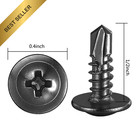 Wensilon  8 X 1 2 Sheet Metal Screws 400 Pack Black Stainless Steel Truss Head