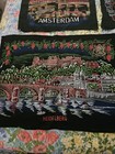 Vtg Lot Of 4 Velvet Souvenir Painted Pillow Panels Only From European Countries 