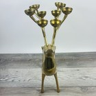 Vtg Pottery Barn Brass Deer Candle 10 Votive Holder Reindeer Candelabra 20  Lg