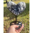 Sphalerite Heart Druzy Black With Stand