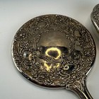 Antique Silver Plated Victorian Vanity Set Hand Mirror   Brush Ornate Floral