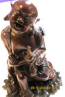 Vintage antique hand Carved Chinese Wood Laughing Budda   Child   With Stand