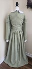 1860s Civil War Era Dress Green Gingham With Jabot   Pearl Buttons Xl