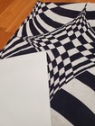 Awesome Rare Vintage Mid Century Retro 70s 60s Navy Wht Op Art Trippy Sml Fabric