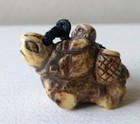 Antique Japanese Netsuke Turtle Urashima Taro Carving Edo Meiji Style Zen Lucky