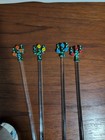 Swizzle Sticks Stirrers Lot Of 4      Cactus Glass Hand Blown Barware