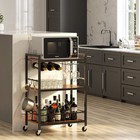 Bar Cart Serving For Home Microwave Drink Mobile Kitchen Shelf With Wine Rack An