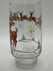 Vintage Coca-cola Christmas Glass Rudolph The Red Nose Reindeer   Santa 16 Oz