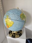 Vintage 1960 s Ohio Art Tin Litho Metal World Globe With Zodiac Signs Base 9 dia