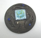 Victorian Button   Copper And Brass W Art Glass 9 8 Grams  1 3 8    Diameter