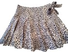 Leopard Print Skirt For 28    Waist Bow Lined Preppy Lightweight