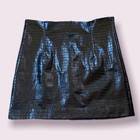 Zara Mini Skirt Womens Xl Black Snake Faux Leather Back Zipper