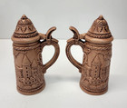 Vintage Beer Stein Salt Pepper Shaker Set 3d Raised Relief Handmade Signed