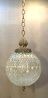 Vtg Mid Century Modern Clear Optic Glass Hanging Swag Lamp Retro 1960 s