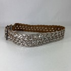 Wide Silver Woven Leather Belt - Women s Size 32