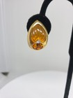 Vintage Gold Tone Orange Yellow And Faux Dia Replica Made In Italy Clip Earrings