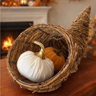 Rustic Grapevine Cornucopia Basket Primitive Farmhouse Fall Thanksgiving Decor