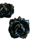 Lot Of 5 Vintage Black Rose Cabochon Pendants